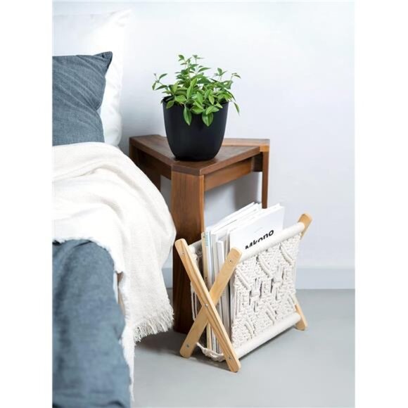 Macrame Magazine Rack Boho Storage Holder Standing Basket for Books, Newspapers - Picture 10 of 14
